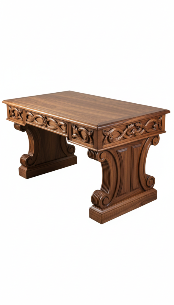 Luxury Handmade Solid Walnut Executive Desk
