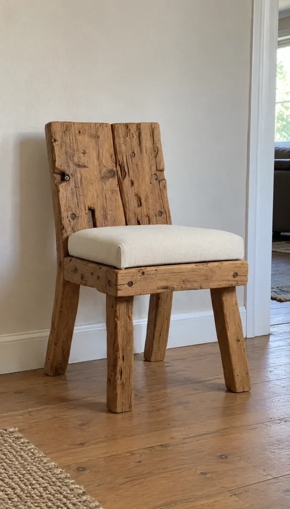 Wooden Chair with Upholstered Seat